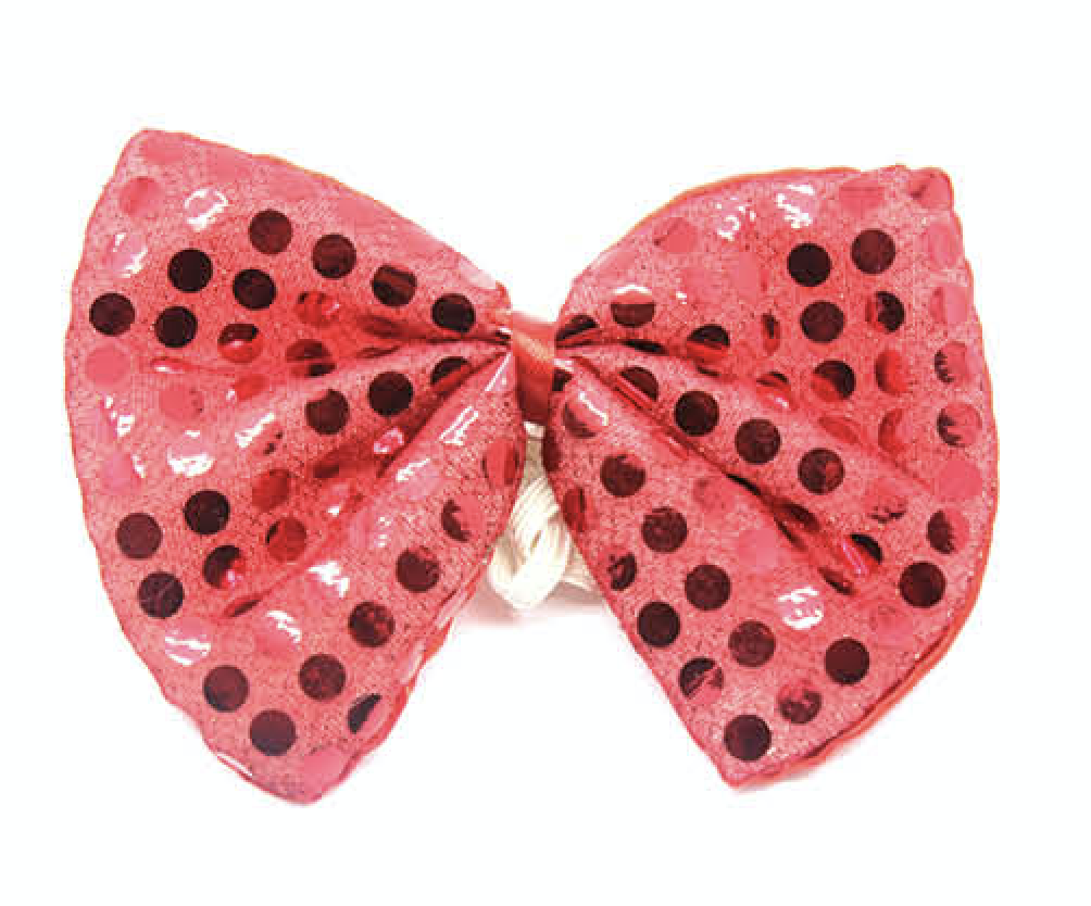 SEQUIN BOW TIE Polka Dots Bowtie Party Unisex Costume  13cm x 9cm Clown - Red Main image