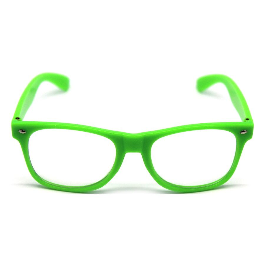 Green Party Glasses w/ Clear Lenses ��� Fun 80s Australia Day Costume Glasses Main image