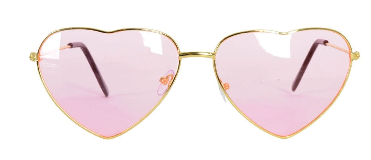 Heart Sun Glasses Metal Frame Party Costume Love Sunnies - Light Pink Main image