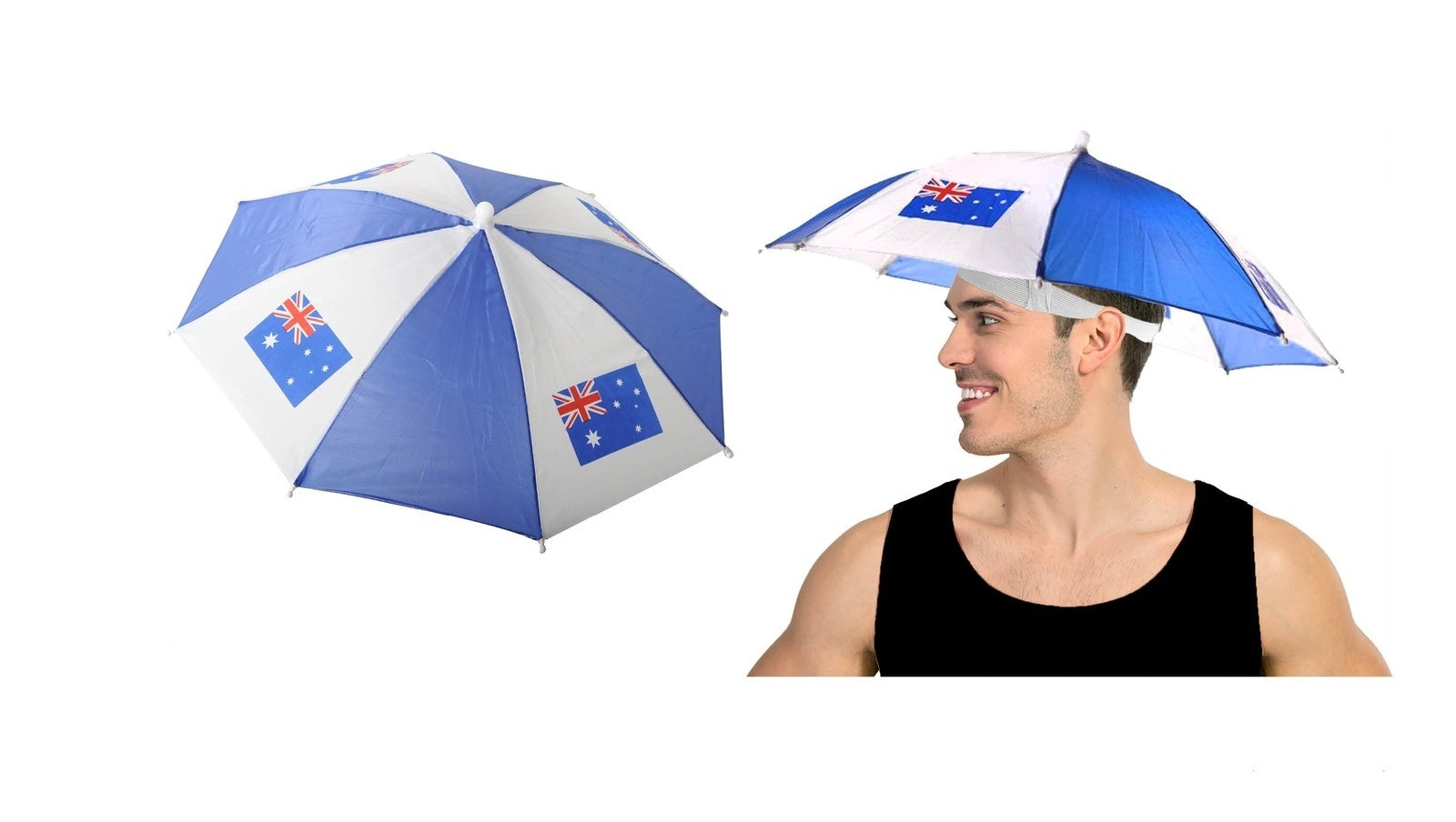 AUSTRALIA UMBRELLA HAT Rain Novelty Cap Costume Outdoor Camping Beach Fishing Secondary image