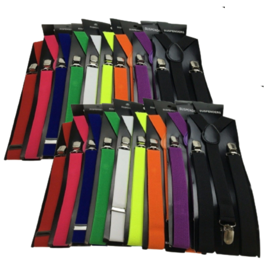 2x Mens Suspenders Braces Adjustable Strong Clip On Elastic Formal Wedding Slim - Assorted Colour Pack Main image