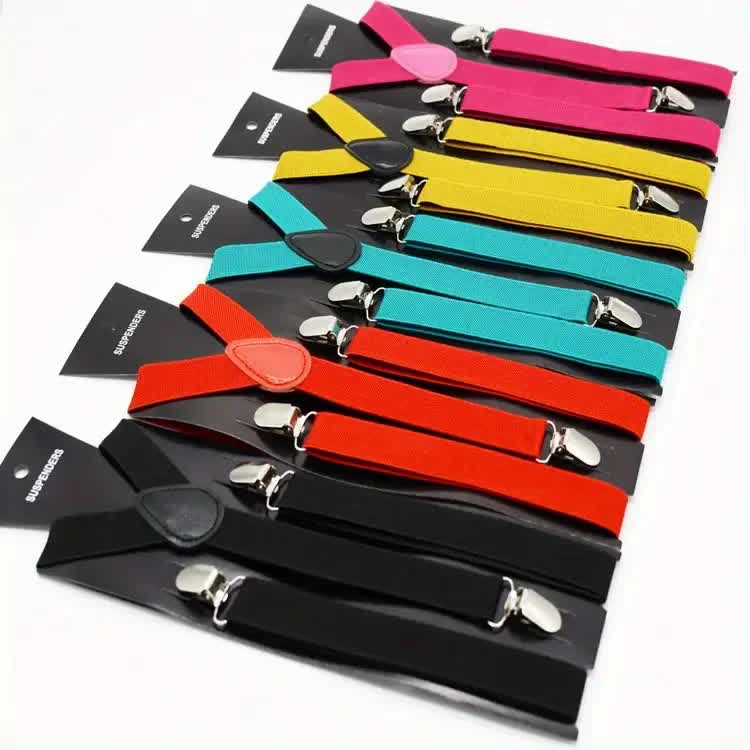 2x Mens Suspenders Braces Adjustable Strong Clip On Elastic Formal Wedding Slim - Assorted Colour Pack Secondary image