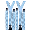2x Mens Suspenders Braces Adjustable Strong Clip On Elastic Formal Wedding Slim - White with Black Polka Dot