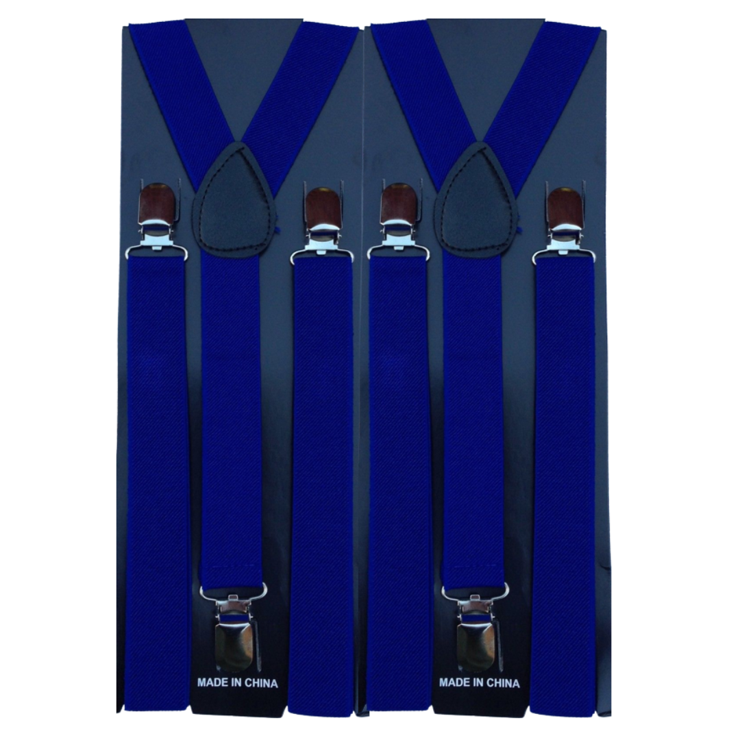 2x Mens Suspenders Braces Adjustable Strong Clip On Elastic Formal Wedding Slim - Blue Secondary image