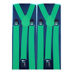 2x Mens Suspenders Braces Adjustable Strong Clip On Elastic Formal Wedding Slim - Green