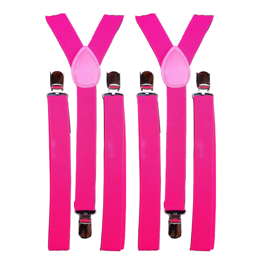 2x Mens Suspenders Braces Adjustable Strong Clip On Elastic Formal Wedding Slim - Magenta Secondary image