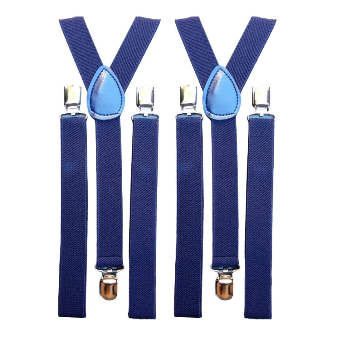 2x Mens Suspenders Braces Adjustable Strong Clip On Elastic Formal Wedding Slim - Navy Blue Secondary image