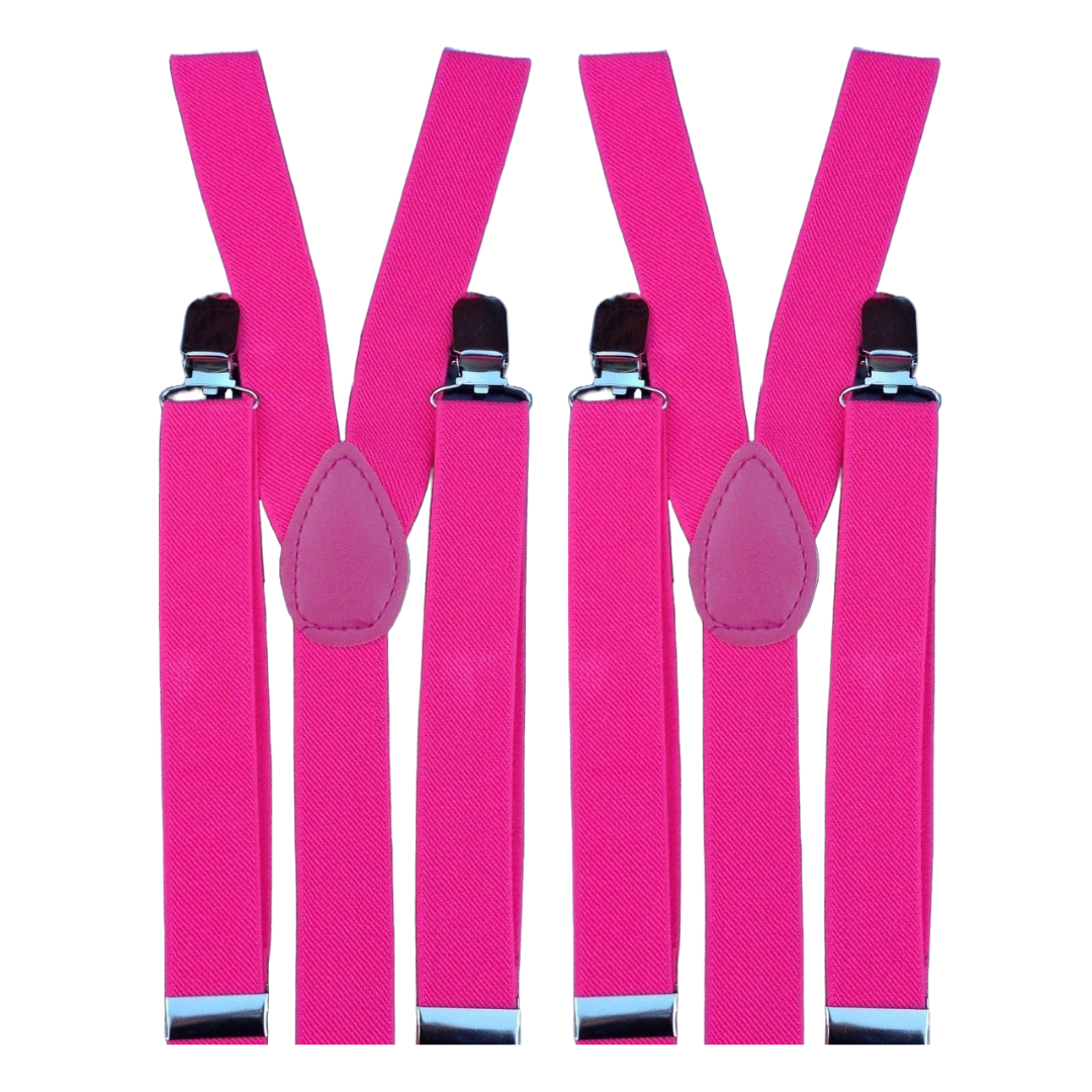 2x Mens Suspenders Braces Adjustable Strong Clip On Elastic Formal Wedding Slim - Pink Main image