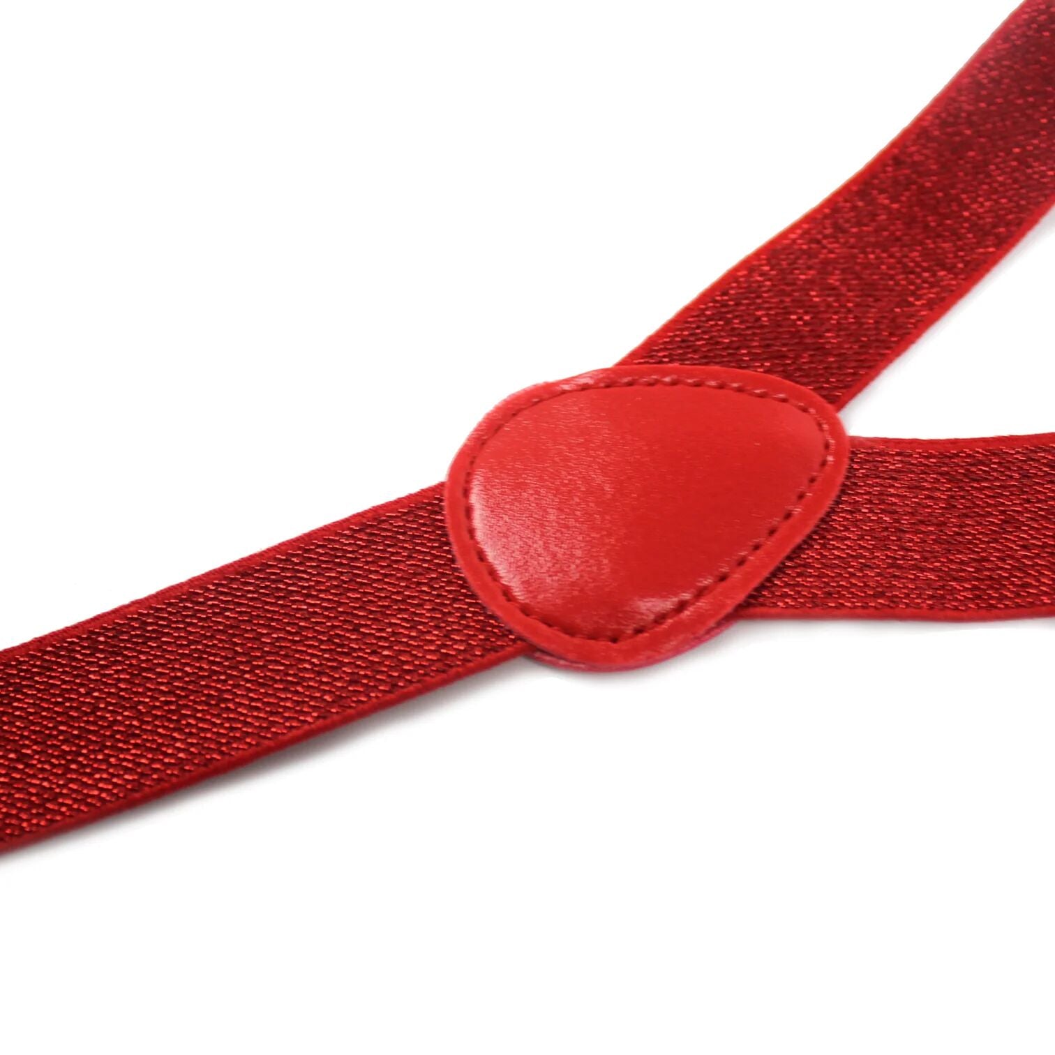 2x Mens Suspenders Braces Adjustable Strong Clip On Elastic Formal Wedding Slim - Red (Glitter)