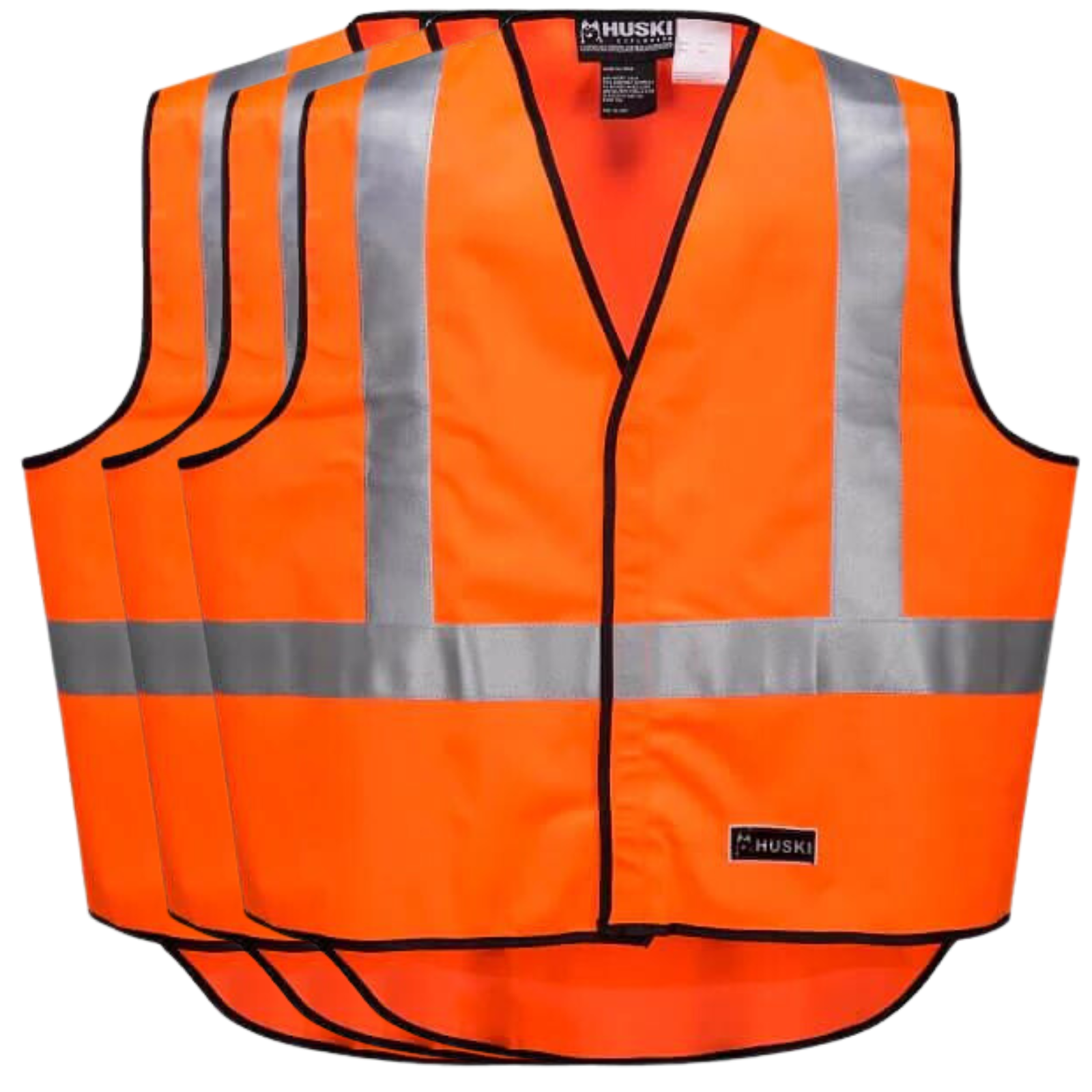 3x HUSKI Hi Vis Patrol Vest 3M Tape Safety Workwear High Visibility Bulk - Orange - XL Secondary image