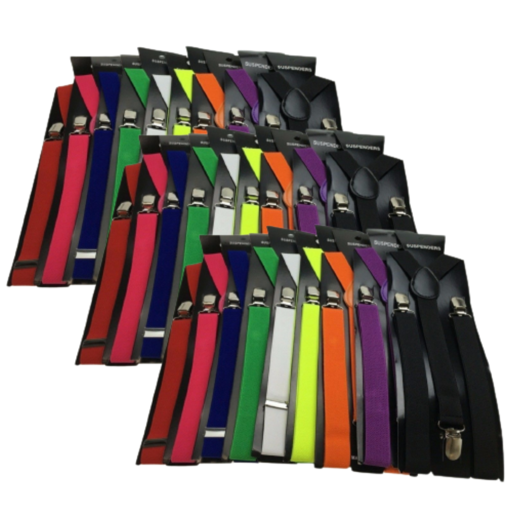 3x Mens Suspenders Braces Adjustable Strong Clip On Elastic Formal Wedding Slim - Assorted Colour Pack Main image