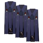 3x Mens Suspenders Braces Adjustable Strong Clip On Elastic Formal Wedding Slim - Grey