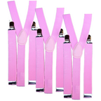 3x Mens Suspenders Braces Adjustable Strong Clip On Elastic Formal Wedding Slim - Lilac