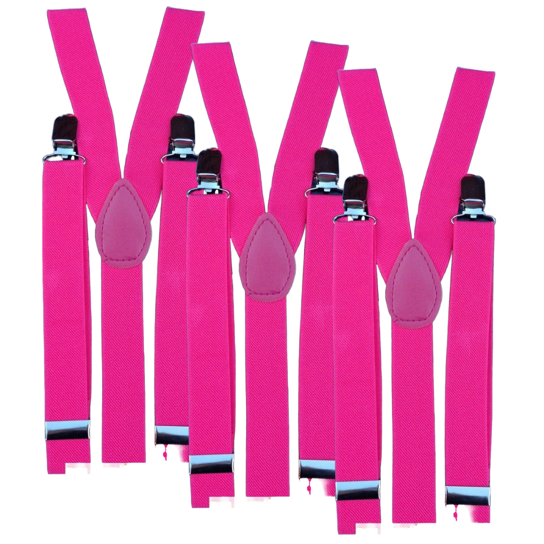 3x Mens Suspenders Braces Adjustable Strong Clip On Elastic Formal Wedding Slim - Pink Main image