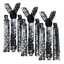 3x Mens Suspenders Braces Adjustable Strong Clip On Elastic Formal Wedding Slim - Silver (Sequin)