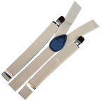 3x Mens Suspenders Braces Adjustable Strong Clip On Elastic Formal Wedding Slim - Sand