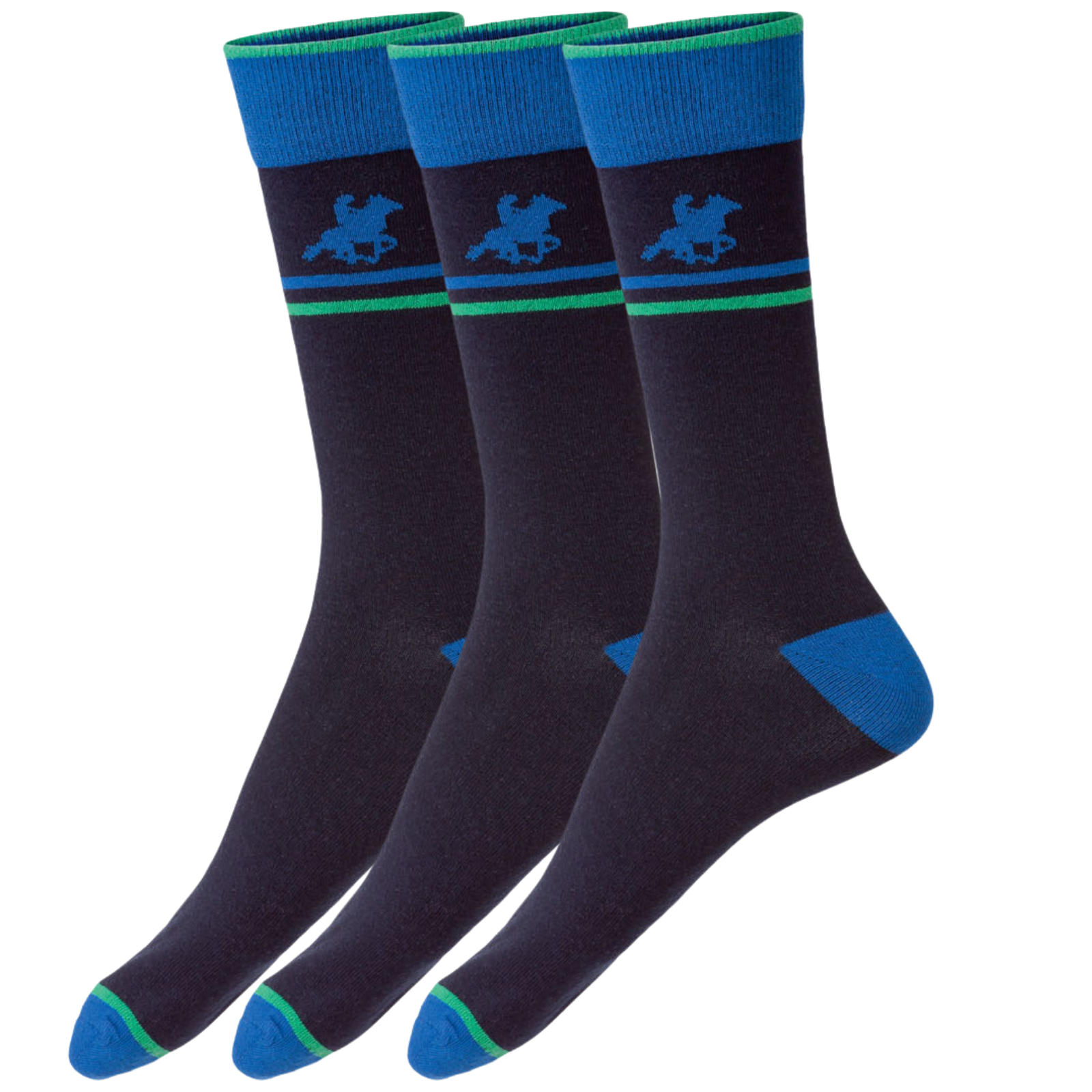 Livergy Mens Crew Socks - Navy/Green - 1 Pack of 3 - EU 43-46 Main image