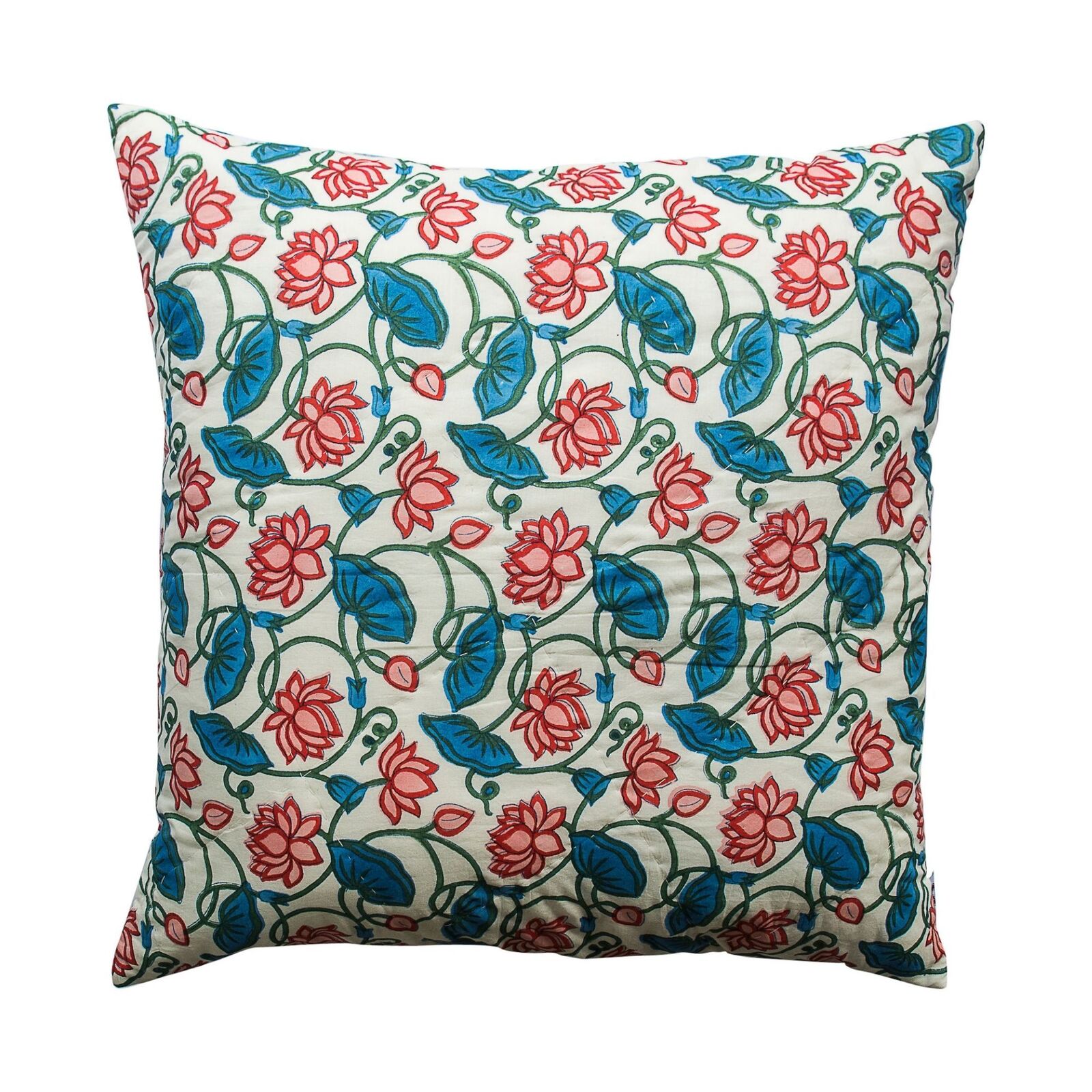 Kolka Kumudani Quilted Euro Sham Quilted Front & Envelope Tie-Back Closure- Blue Secondary image