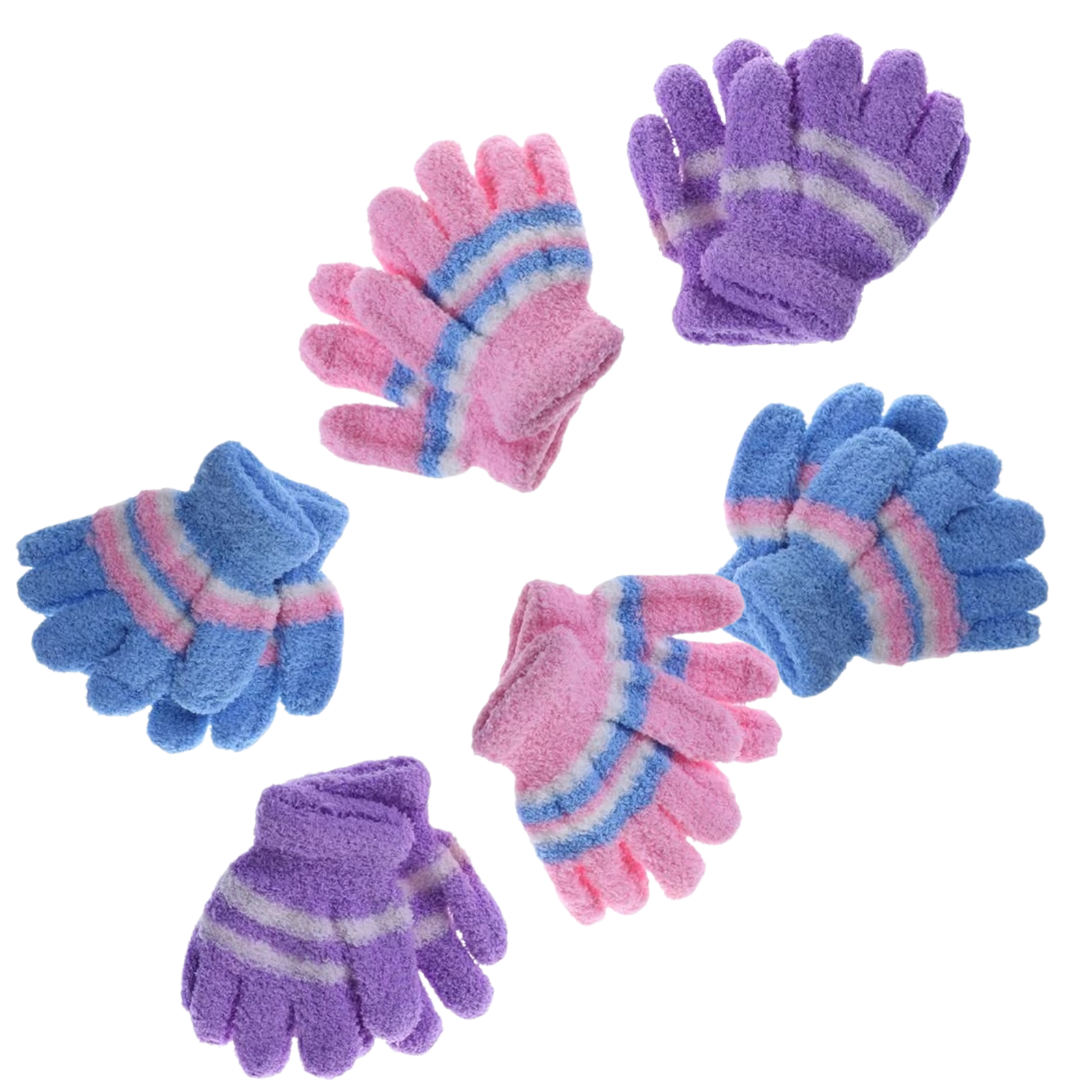 6 Pair Baby Gloves Warm Winter Full Finger Thermal Coral Fleece Kids Boys Girls Secondary image