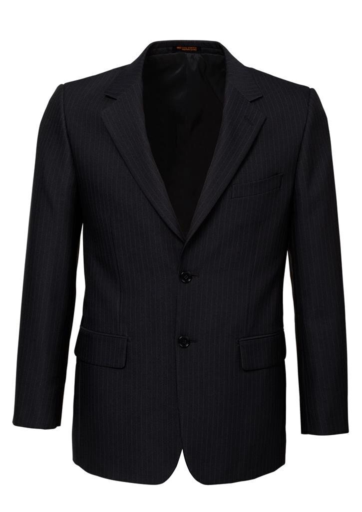 Mens Single Breasted 2 Button Suit Jacket Work Business - Pin Striped - Black - 137 Secondary image