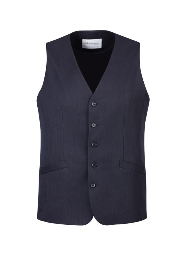 Mens Bamboo Blend Longline Vest Waistcoat w/ Stretch Business Forrnal Dress - Navy - 97 Main image