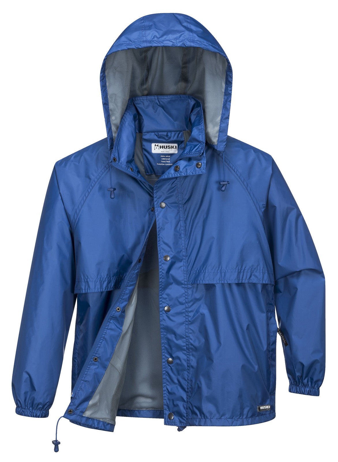 HUSKI STRATUS RAIN JACKET Waterproof Workwear Concealed Hood Windproof Packable - Cobalt - XL Main image