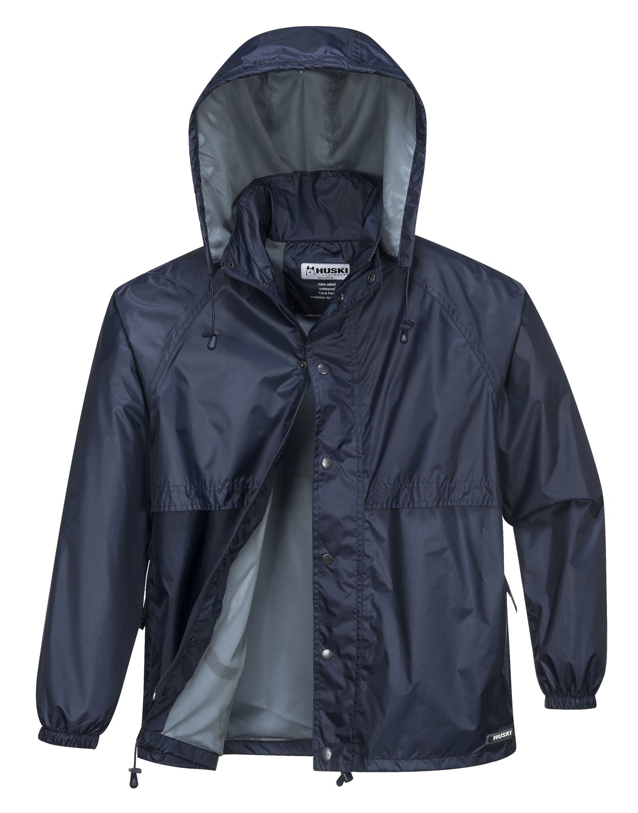 HUSKI STRATUS RAIN JACKET Waterproof Workwear Concealed Hood Windproof Packable - Navy Blue - 4XL Secondary image
