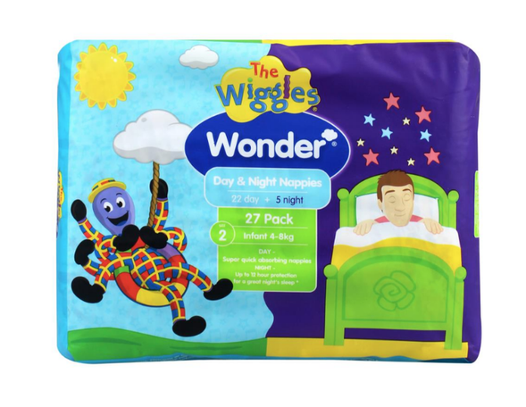 Wonder Pk27 the Wiggles Day & Night Nappies Diapers Infant 4 - 8 Kg Size 2 Secondary image