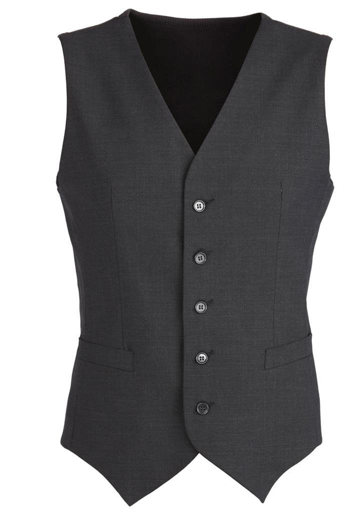 Mens Wool Blend Vest w/ Knitted Back Waistcoat Sleeveless Wool Blend - Charcoal - 132 Secondary image