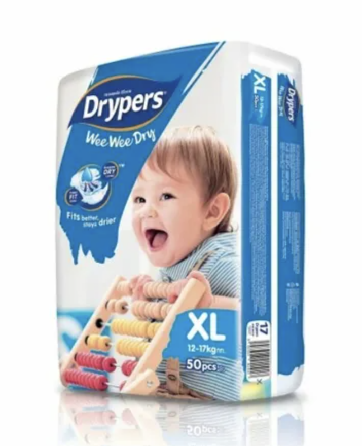 50pk Drypers Wee Wee Dry Disposable Diapers Nappies Nappy - XL 12-17kg Secondary image