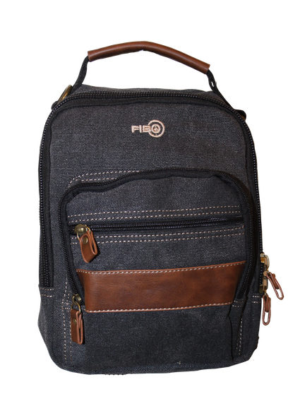FIB Canvas Sling Bag Shoulder Strap Messenger Travel Pack w Tablet Pocket - Black Main image