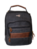 FIB Canvas Sling Bag Shoulder Strap Messenger Travel Pack w Tablet Pocket - Black