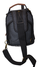 FIB Canvas Sling Bag Shoulder Strap Messenger Travel Pack w Tablet Pocket - Black