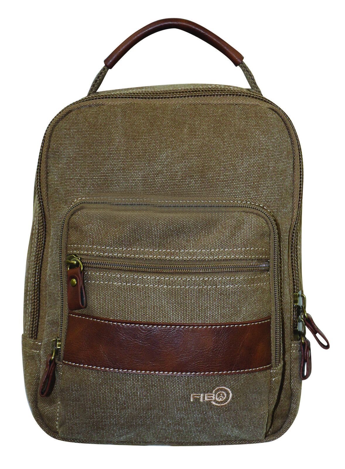 FIB Canvas Sling Bag Shoulder Strap Messenger Travel Pack w Tablet Pocket - Khaki Main image