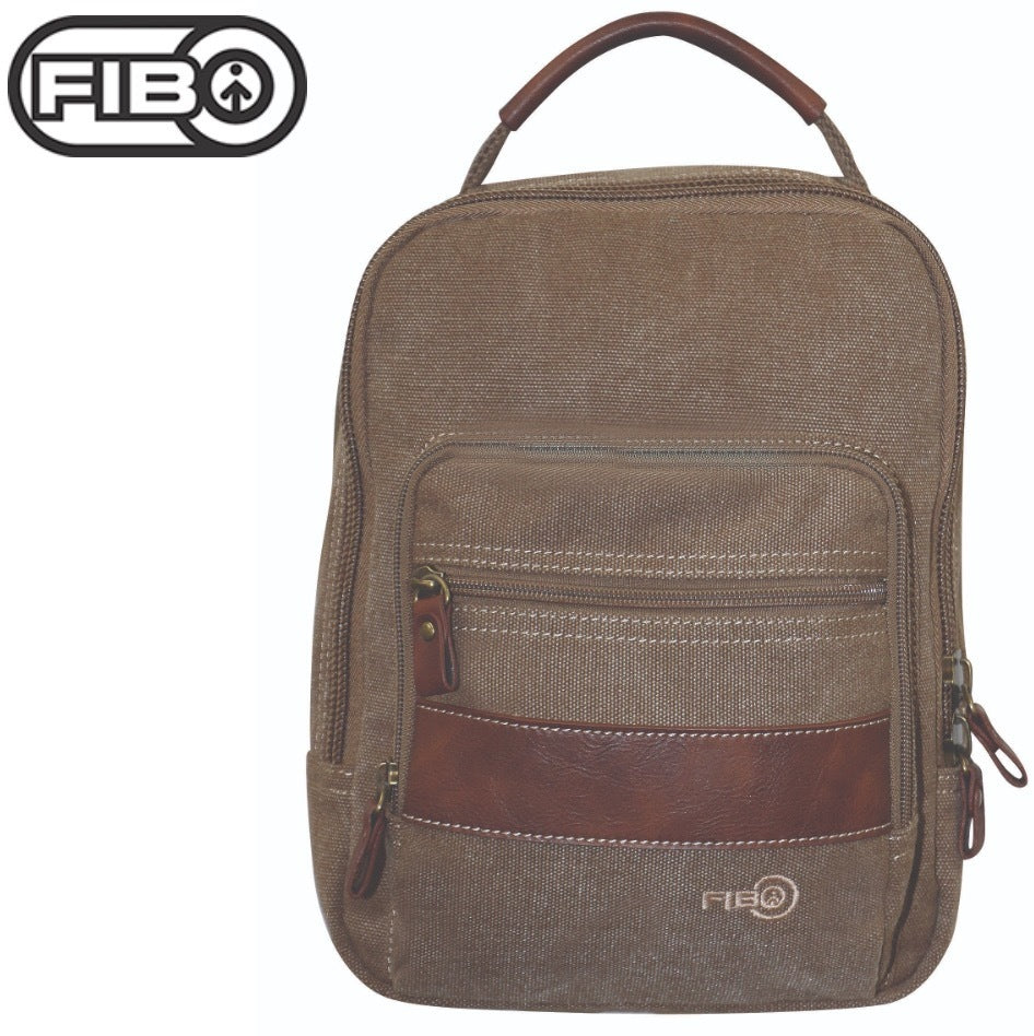 FIB Canvas Sling Bag Shoulder Strap Messenger Travel Pack w Tablet Pocket - Khaki Secondary image
