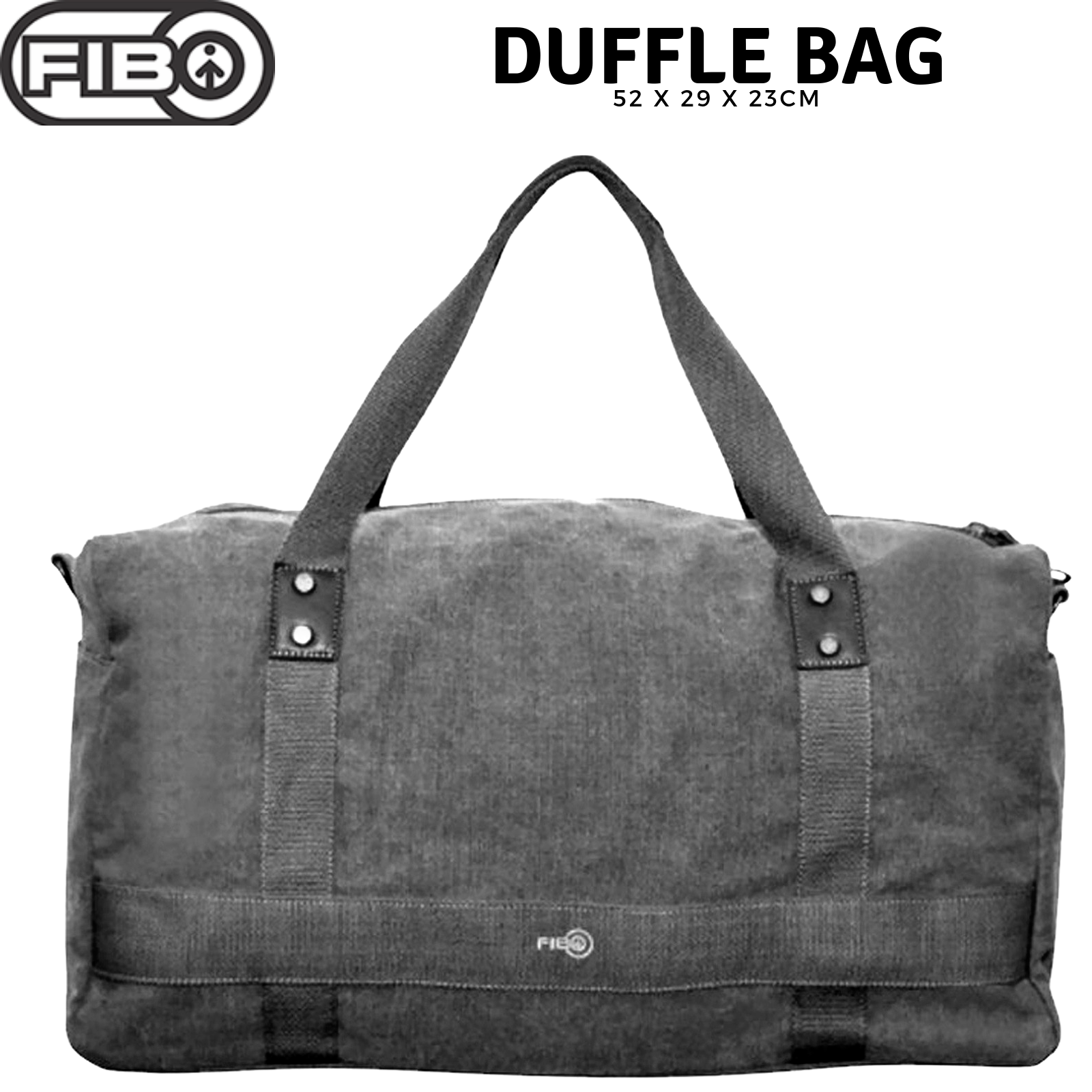 FIB 52cm Canvas Travel Duffle Bag Casual Duffel - Black Secondary image
