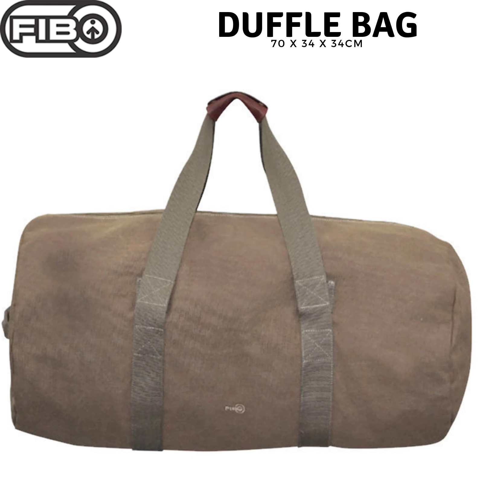 FIB 70cm Canvas Duffle Bag Travel Heavy Duty Large Sports Gym Work - Khaki Secondary image