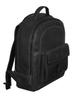 Futura Mens Leather Laptop Backpack School Shoulder Bag Front Pocket - Black