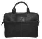 Futura Mens Slimline Leather Laptop Bag School Work Satchel Shoulder Strap - Black