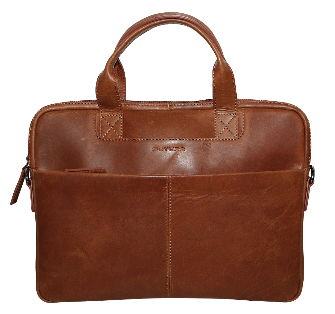 Futura Mens Slimline Laptop Bag Satchel Handbag Handles College - Brown Main image