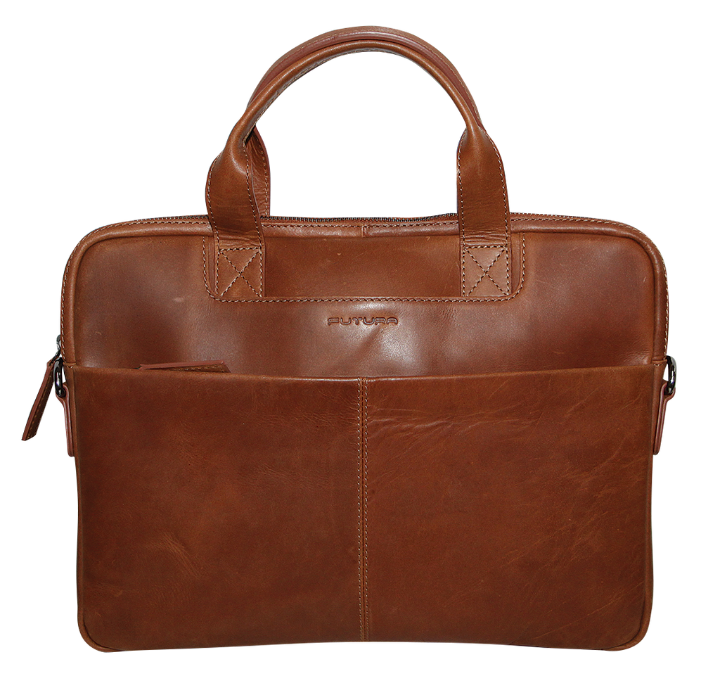 Futura Mens Slimline Laptop Bag Satchel Handbag Handles College - Brown