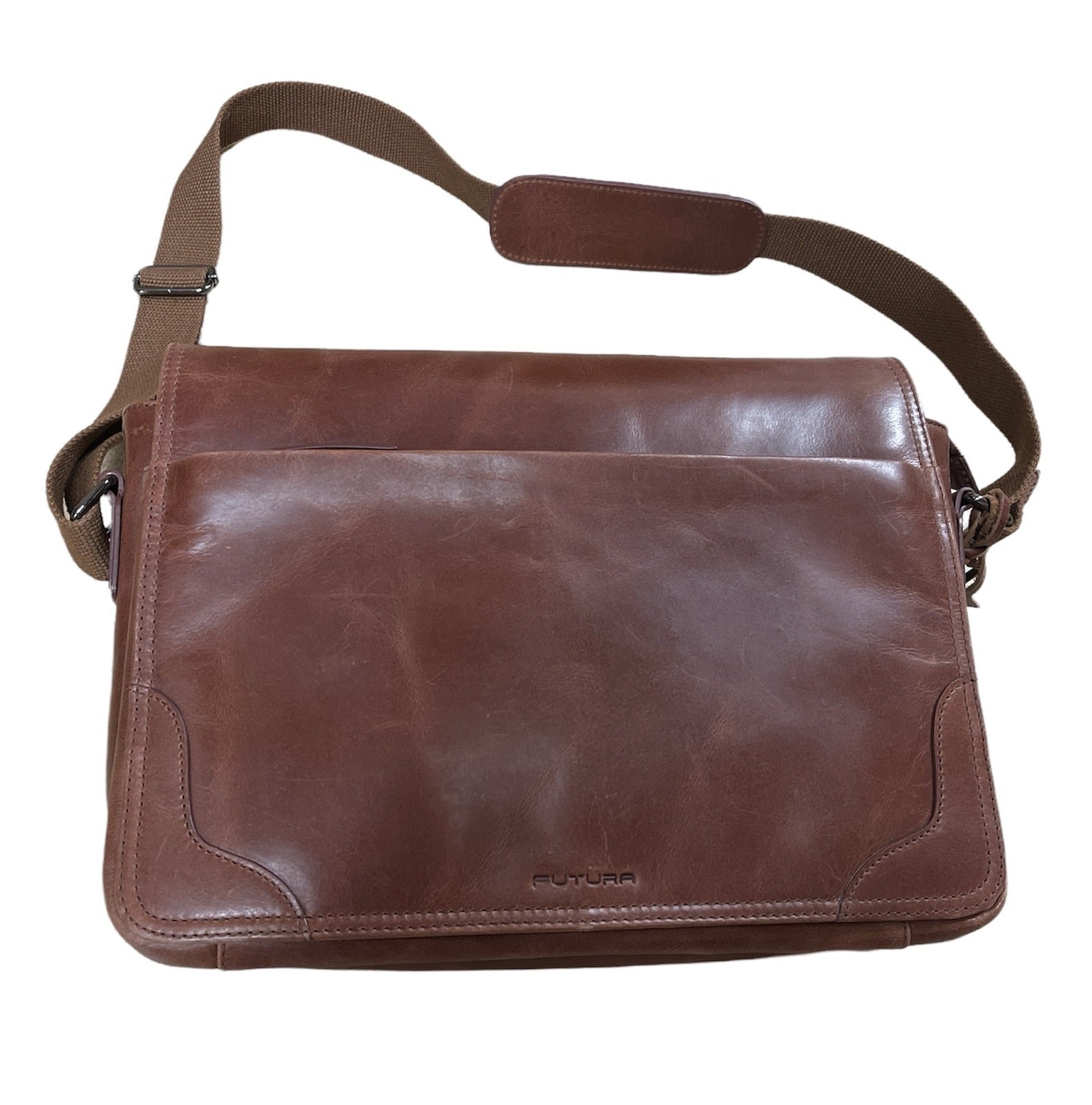 Futura Laptop Messenger Sling Bag Travel Computer Business Genuine Leather - Brown Main image