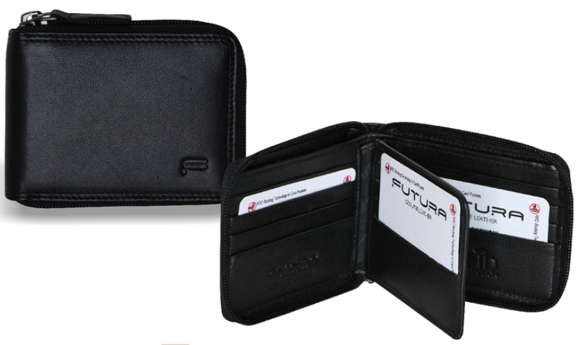 Futura Mens Zip Around Leather Wallet RFID Gift - Black Secondary image