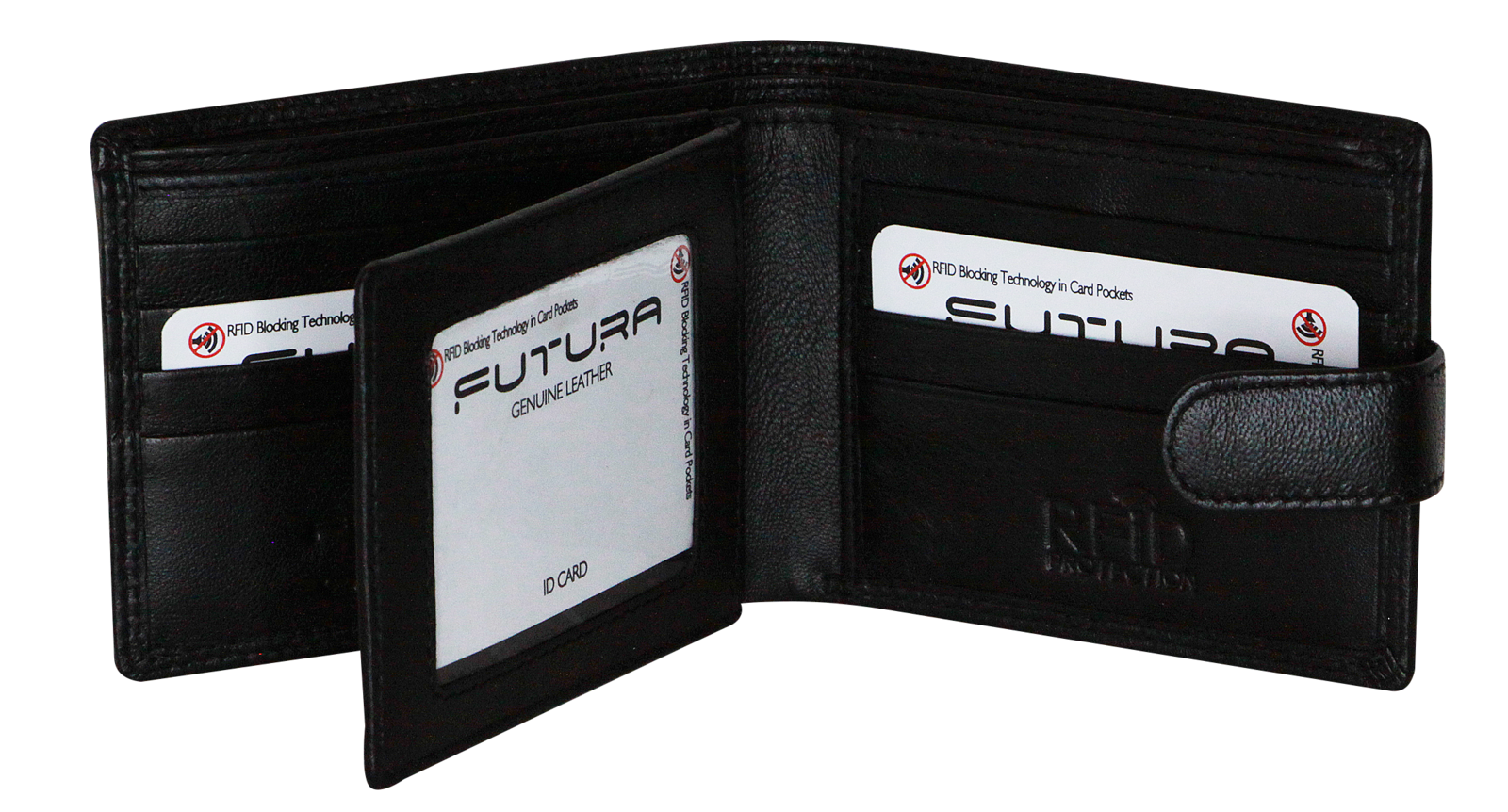 Futura Mens RFID Leather Fold Over Wallet - Black Main image