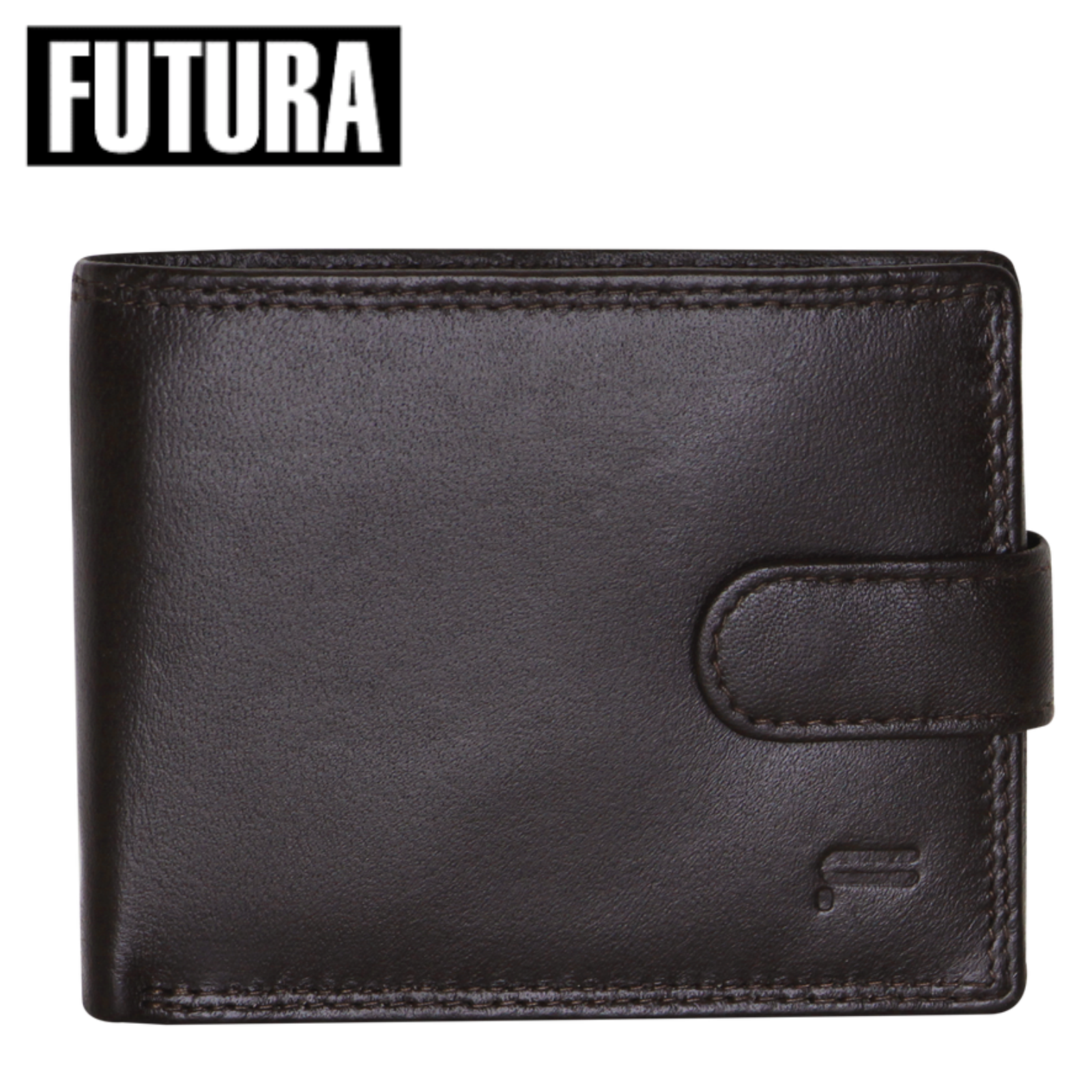 Futura Mens RFID Leather Coin Fold Over Wallet - Brown Secondary image