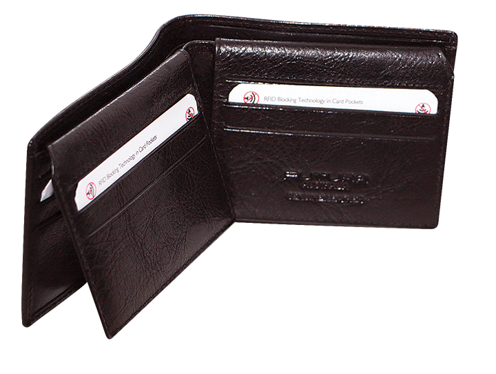 FIB Mens RFID Leather Fold Over Wallet - Brown Main image
