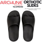 Archline Rebound Orthotic Slides Flip Flop Thongs Slip On Arch Support - Black - Euro 36