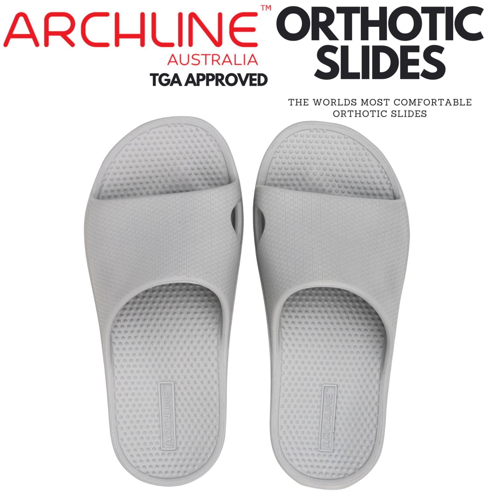 Archline Rebound Orthotic Slides Flip Flop Thongs Slip On Arch Support - Stone Grey - Euro 47