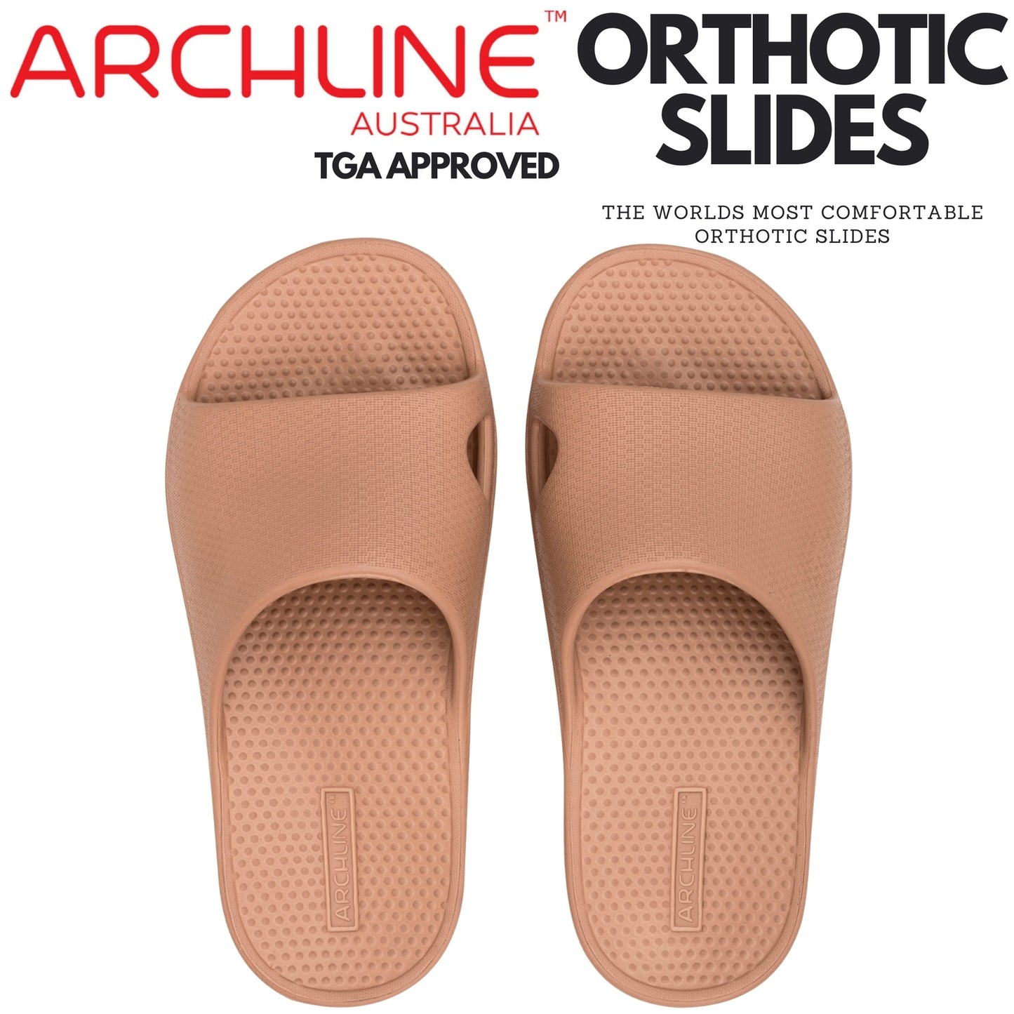 Archline Rebound Orthotic Slides Flip Flop Thongs Slip On Arch Support - Putty - Euro 41