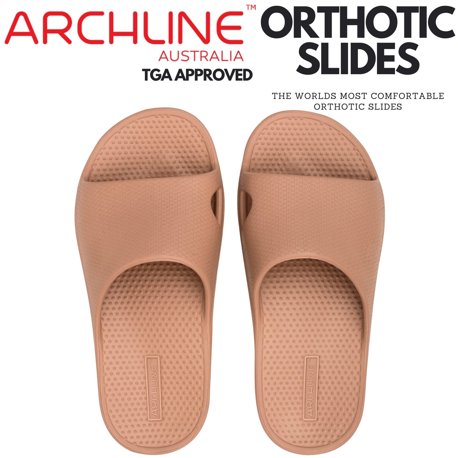 Archline Rebound Orthotic Slides Flip Flop Thongs Slip On Arch Support - Putty - Euro 41